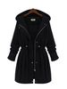 Plus Size Zipper Adjustable Waistband Hooded Jacket