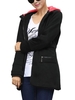 Plus Size Zipper Detachable Hooded Long Sleeve Fleece Thicken Coat