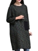 Pocket Casual Long Sleeve Loose Vintage Women Dress