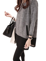 Pocket Elegant Chiffon Patchwork Three Quarter Sleeve O-neck Dress