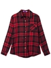 Pocket Long Sleeve Plaid Casual Women Blouse
