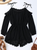 Polka Dot Cold Shoulder Long Sleeve V-neck Women Jumpsuit