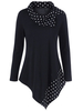 Polka Dot Patchwork Turtleneck Asymmetric Hem Blouse For Women