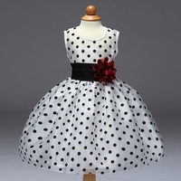 Polka Dot Print Sleeveless O-neck Princess Dress For Kids Girls