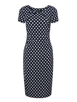 Polka Dots Stitching Short Sleeve Party Women Dress