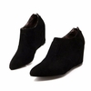 Ponited Toe Heel Increasing Suede Wedge Heel Zipper Ankle Boots