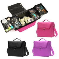 Portable Cloth Makeup Box Double Open Large Multi-storey Storage Bag Brushes Container