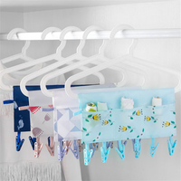 Portable Folding Clothes Storage Bag 6 Clips Hanger Rack Cloth Clip Multifunctional Travel Clothespi