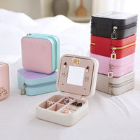 Portable Travel Jewelry Storage Box Leather Earring Rings Stoage Container