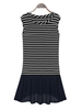 Preppy Style Cross Stripe Sleeveless Knitted Splicing Women Mini Dress