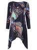 Print Irregular 3/4 Sleeve O Neck T-Shirts For Women