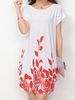 Print Loose Irregular Hem Short Sleeve O Neck Women Dresses