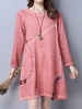 Print Loose Long Sleeve O Neck Mini Dresses For Women