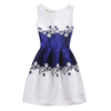 Print Pleated Sleeveless O-neck Dress For Children Girls