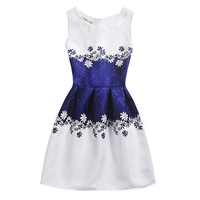 Print Pleated Sleeveless O-neck Dress For Children Girls