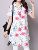 Print Short Sleeve Turn Down Collar Women Shirts