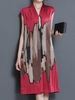 Print Side Slit Short Sleeve V Neck Women A Line Dresses