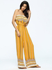Print Strapless Flouncing Wide Leg Jumpsuit For Women