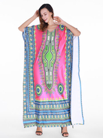 Print V Neck Loose Irregular Hem Women Dresses