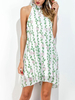 Printed Halter Sleeveless Stand Collar Women Dresses