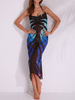 Printed Halter Sun-Protective Clothing Bikini Shawl Beachwear Cover Up Swimsuits
