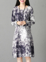 Printed Long Sleeve Vintage Dresses