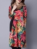 Printed Loose Long Sleeve Women Vintage Dresses