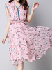 Printed Loose Short Sleeve V Neck Women Dresses