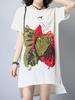 Printed Short Sleeve O Neck Irregular Hem Women T-Shirts