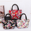 Printing Flowers Lunch Bag Portable Canvas Storage Container Handheld Lunch Box Storage Bags