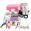 Professional Acrylic Nail Art UV Gel Lamp Brush Powder Tips Manicure Set Kit