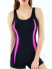 Professional Sport Pachwork Cut Out Back Boyshorts One Piece Swimwear