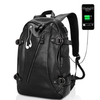 PU Leather Backpack Casual Travel Waterproof External USB Charge Laptop Bag For Men