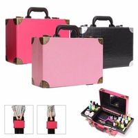 PU Leather Cosmetic Case Storage Vanity Bag Handbag Makeup Organiser With Lock