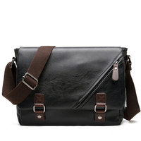 PU Leather Message Bag Solid Business Crossbody Bag Shoulder Bag For Men