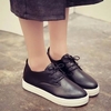 Pu Pure Color Korean Style Lace Up Flat Sport Casual Shoes