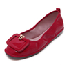 Pu Round Toe Buckle Slip On Folded Egg Roll Flat Loafers