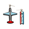 Punk Asymmetric Earrings Stripe Plane Hip Hop Earrings Personality Earrings