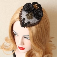 Punk Cosplay Hairwear Vinatge Black Rose Skull Small Hairpin Jewelry