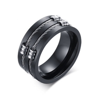 Punk Fashion 10MM Black Stainless Steel Men