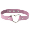 Punk Heart Button Handmade Leather Collar Necklace