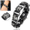 Punk Leather Bracelet Rivet Leather Alloy Cross Bracelet