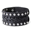 Punk Leather Braided Rivets Double Buckle Bracelet