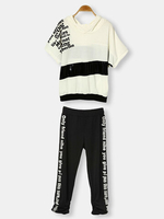 Punk Letter Pattern Loose Cotton Sport Suit Casual Hooded Set