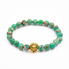 Punk Men Bracelet Green Marine Sediments Jasper Lion Beaded Bracelet