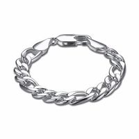 Punk Men Bracelet Simple Rock Width Silver Plated Chain Bracelet