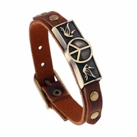Punk Retro Bracelet Vintage Leather Alloy Bird Bracelet for Men Gift