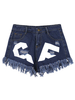 Punk Street High Waist Printed Tassel Women Denim Shorts
