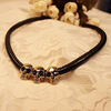 Punk Women Necklace Alloy Leather Skull Head Sweater Necklace