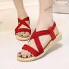 Pure Color Bandage Strappy Elastic Slip On Flat Beach Sandals
